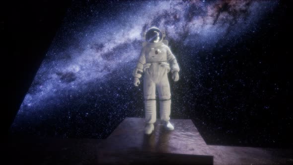 Astronaut on Space Base in Deep Space alt