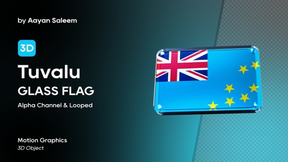 Tuvalu Flag 3D Glass Badge