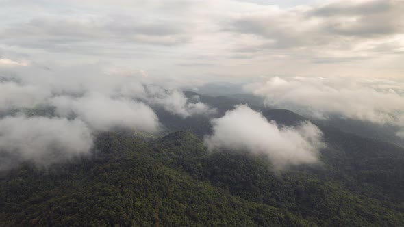 Aerial view Beautiful of morning scenery Golden light sunrise.