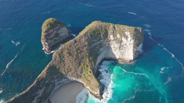 Drone Shot of the Manta Bay and Blue Sea Waters Against the Clear Skies