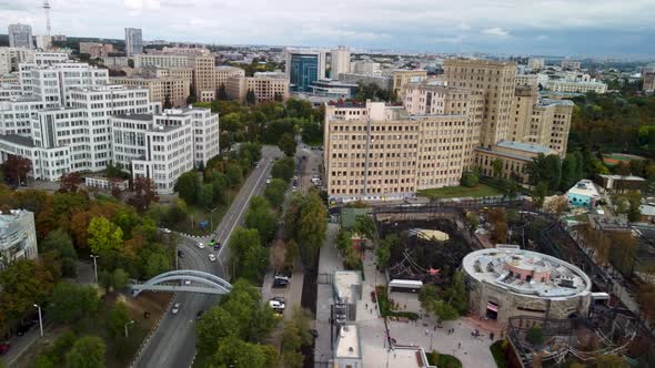 Autumn Freedom Square, Kharkiv city center aerial