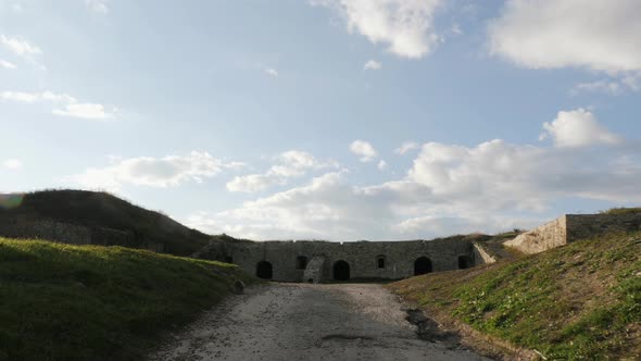 Alley leading to fortified walls 