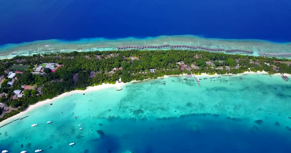 Tropical overhead clean view of a white paradise beach and aqua turquoise water background in best q