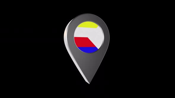 3d Animation Map Navigation Pointer With Flag Of Martin (Slovakia) With Alpha Channel - 2K
