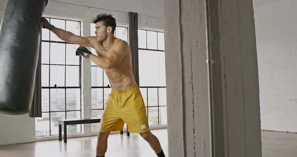 Athletic Male Boxing Slow Motion