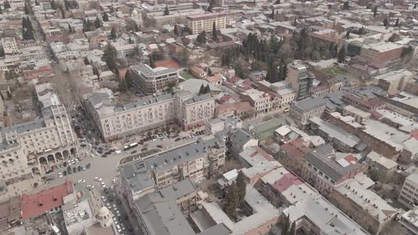 Tbilisi, Georgia - May 5 2021: Aerial view of Aghmashenebeli avenue