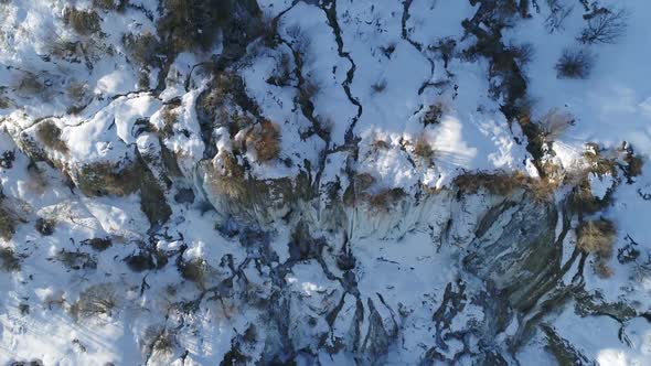 Aerial View Ice Waterfall