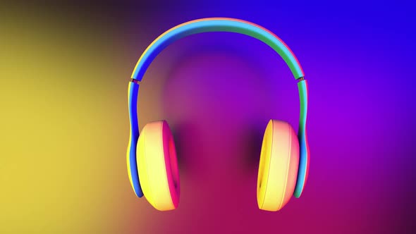 DJ Headphone Dancing with Music Rhythm on the Colorful Background Loop Animation alt