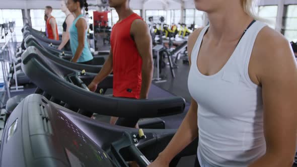 Working out at a gym