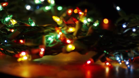 Cinematic, Rotating Shot of ornamental Christmas lights - CHRISTMAS 043