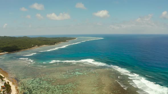 The Coast of Siargao Island Blue Ocean and Waves