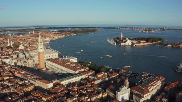 Aerial Panoramic Photo of Iconic and Unique Campanile in Saint Mark's Square