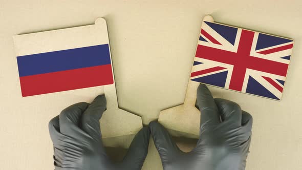 Flags of Russia and the United Kingdom Made of Recycled Paper