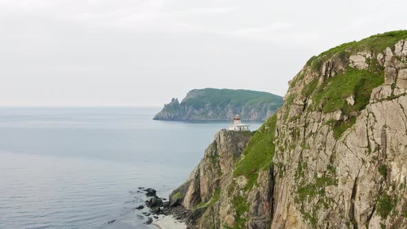 Lighthouse Baluzek on the Coast of the Sea of Japan