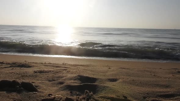 Beautiful Beach sunset, with majestic sky light being reflected. Sunrise beach. sunrise ocean waves.