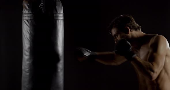 Athletic Male Workout Boxing Slow-Motion