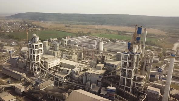 Aerial View of Cement Plant Factory at Industrial Production Area
