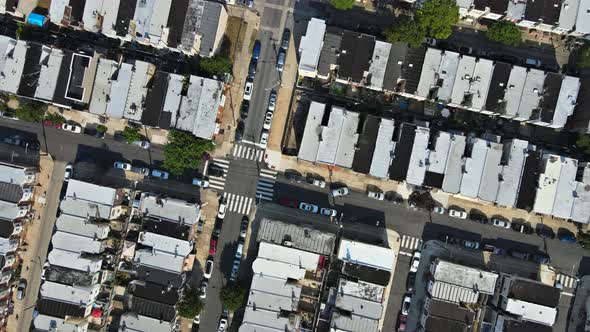 Panoramic View of Neighborhood in Roofs and Streets of Philadelphia PA US