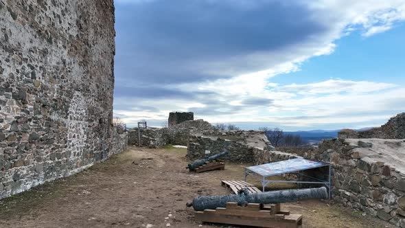 Aerial view of castle in Velky Saris city in Slovakia