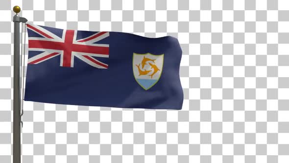 Anguilla Flag on Flagpole with Alpha Channel