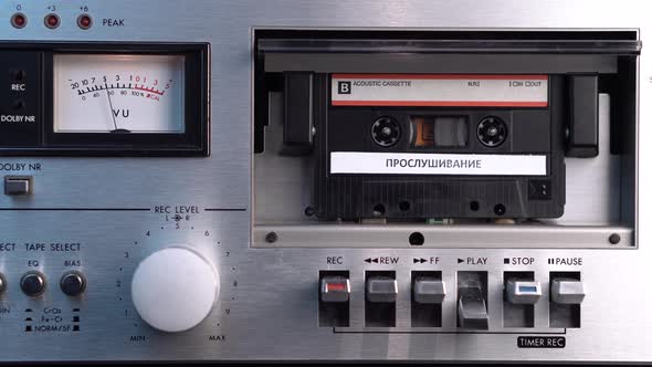 Listening Audio Cassette Tape With Russian Wiretap Surveillance and Spying