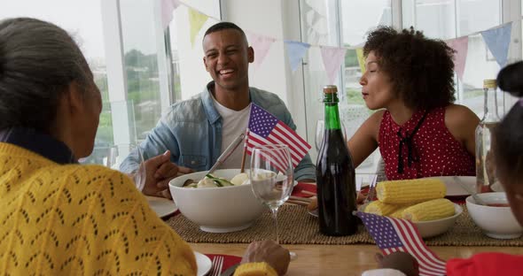 Multi-generation family having celebration meal