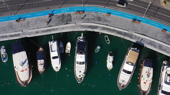 Istanbul Bebek Bosphorus Marine And Boats Aerial View 2