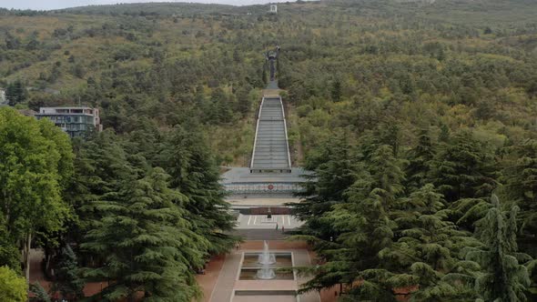 Aerial Drone Shot Zoom Out of Vake Park in Tbilisi