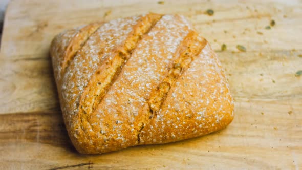 Freshly Baked Square Bread with Lines