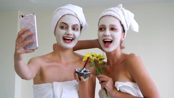 Beautiful Woman Having a Facial Treatment at Spa