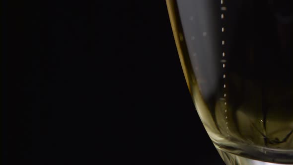 Close Up of a Glass of Champagne. Black Background