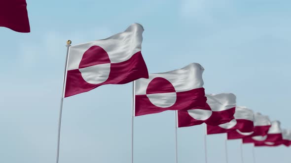 Greenland  Row Of Flags 