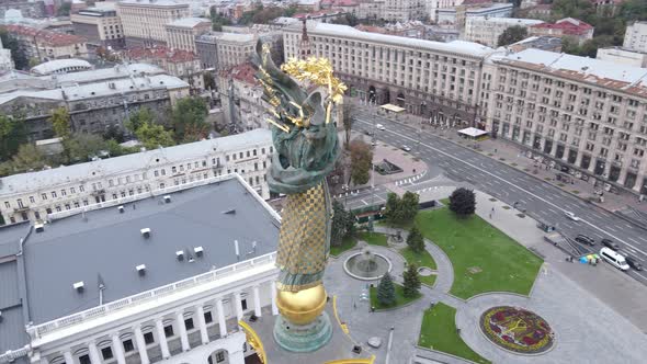 The Symbol of Kyiv, Ukraine - Independence Square Aerial View, Slow Motion