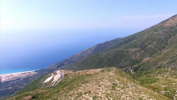 Drone view of Albanias mountains.