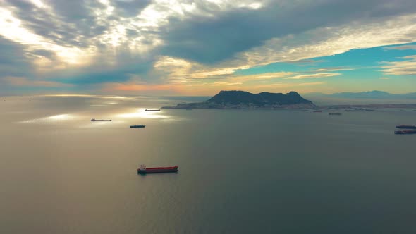 Gibraltar Aerial View British Overseas Territory Spain Iberian Peninsula Rock of Gibraltar Sunny Day