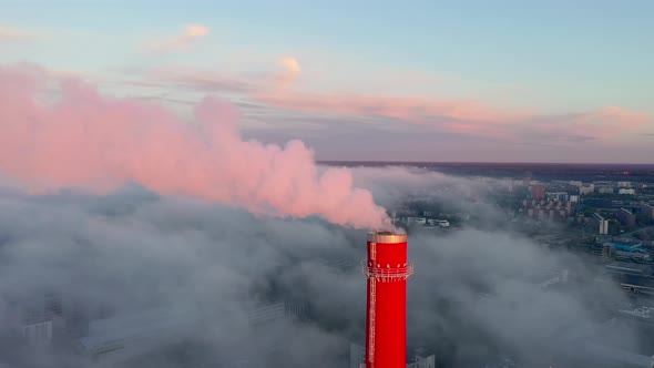 The Tip of the Tall Red Chimney Tower in Tallinn Estonia