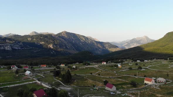 Aerial Shot of the Mountain Village of Korita in Montenegro