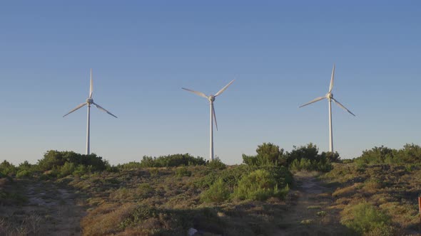 Electricity generation by wind.