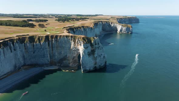 The cliffs of Etretat, France. Seen from above.