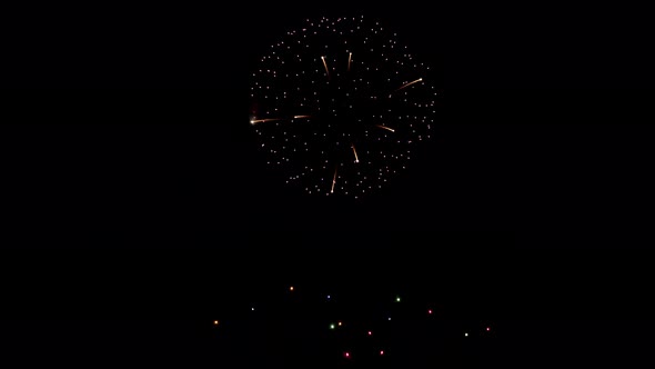 Many flashing colorful fireworks in event amazing with black background celebrate New Year.