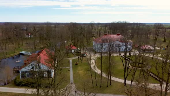 Amazing Aerial View Bistrampolis Palace and Parkin Lithuania, Panevezys District.