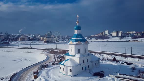 Aerial View Of The Church And Winter Cheboksary