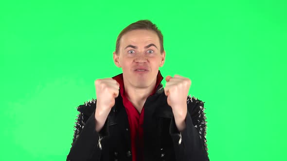 Surprised Guy with Shocked Face Expression on Green Screen