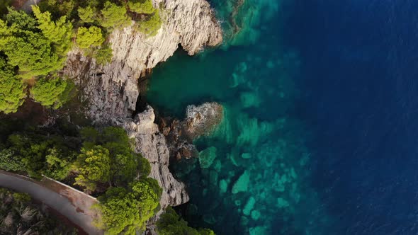 Aerial View By the Rocky Coas Adriatic Sea t in Montenegro