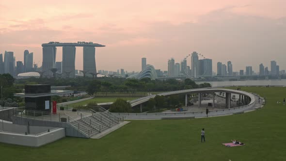 Drone View Of Marina Bay Sands And Skyline