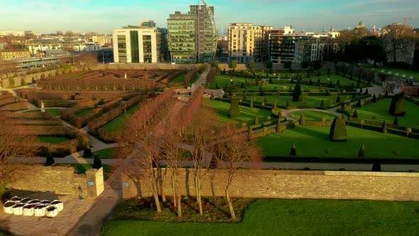 European garden aerial view