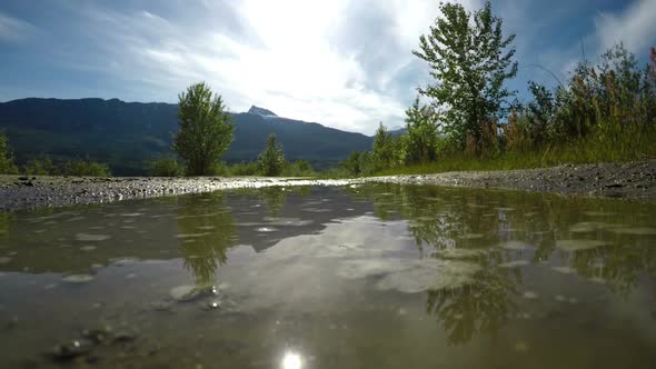 Rear view of fit woman jogging through puddle 4k