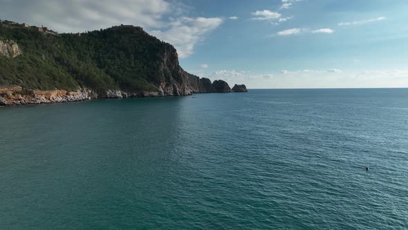 Fishing Near The Shore Sea Aerial View 4 K