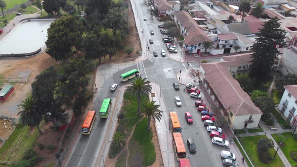 Road, Avenue, Street (La Serena city center Chile) aerial view