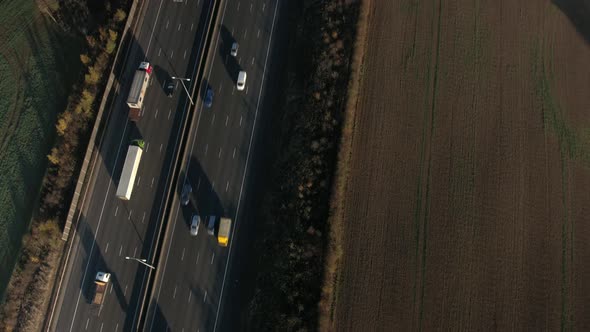 Motorway and Countryside Reveal From the Air